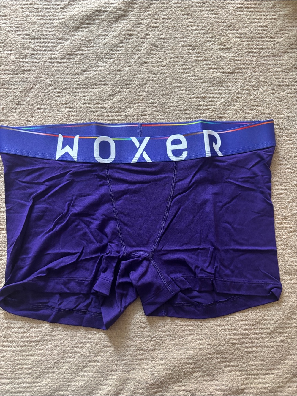 Woxer Women’s Deep Purple Bike Shorts with Rainbow-Trim Waistband